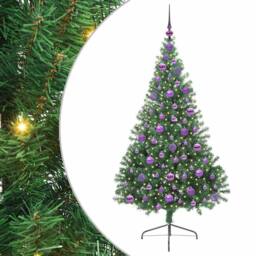 Berkfield Home Artificial Pre-lit Christmas Tree Green 180 cm PVC - thumbnail 2