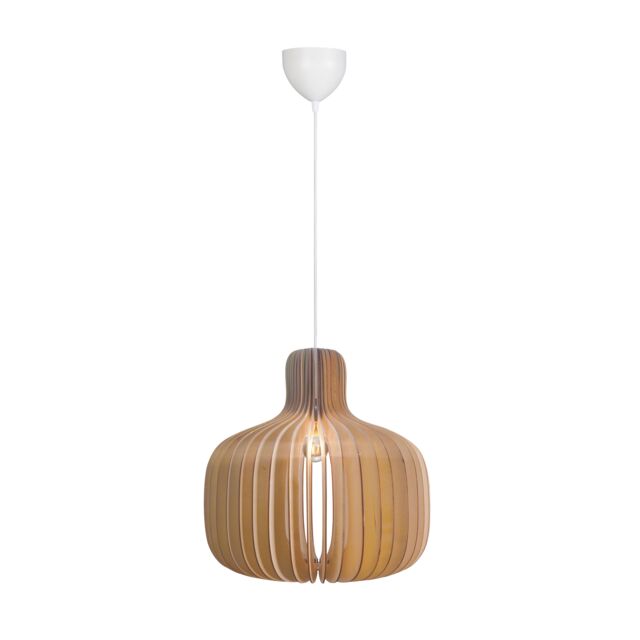 Nordlux Modern Indoor Pendant Light Brown Wood E27 Slatted - Mains Powered, IP20 - image 1