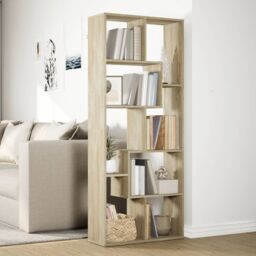 Berkfield Home Room Divider Bookcase Sonoma Oak 67x25x161.5 cm Engineered Wood in Brown - thumbnail 4