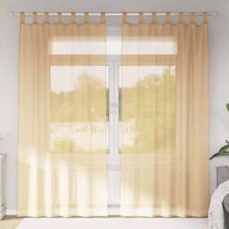 Berkfield Home Voile Curtains with Loops 2 pcs Sand 140x225 cm in Light Sand - thumbnail 2