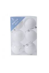 KDMD 8cm White Shatterproof Baubles x6 2 Pack