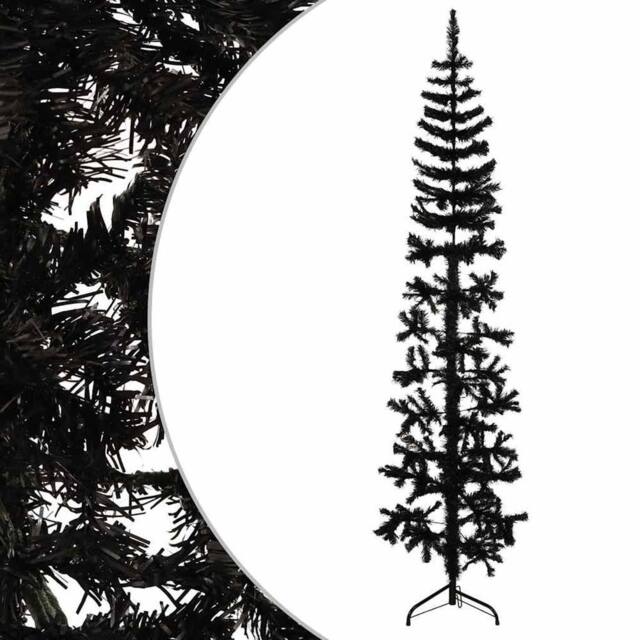 Berkfield Home Slim Artificial Half Christmas Tree with Stand Black 180 cm - image 1