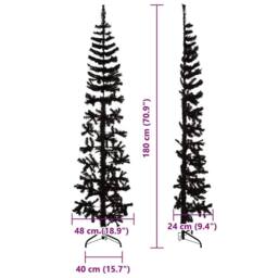 Berkfield Home Slim Artificial Half Christmas Tree with Stand Black 180 cm - thumbnail 8