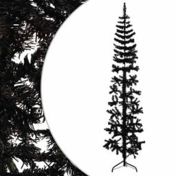 Berkfield Home Slim Artificial Half Christmas Tree with Stand Black 180 cm - thumbnail 1