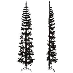 Berkfield Home Slim Artificial Half Christmas Tree with Stand Black 180 cm - thumbnail 4