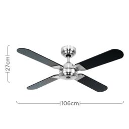 "ValueLights Magnum 42"" 4 Blade Chrome & Black Ceiling Light Fan with Remote in Silver" - thumbnail 5