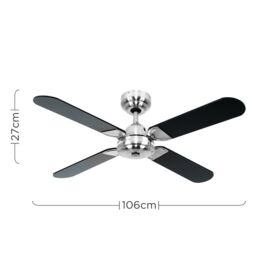 "ValueLights Magnum 42"" 4 Blade Chrome & Black Ceiling Light Fan with Remote in Silver" - thumbnail 6