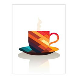 Artery8 Bold Modern Kitchen Art Coffee Cup Geometric 2D Graphic Design Minimalist Large Wall Unframed Art Poster Print Thick Paper 18X24 Inch - thumbnail 1
