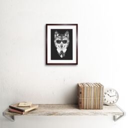 "Artery8 Wall Art Print Bow Tie Wolf with Sunglasses Art Framed 9x7 inch in Brown - Size: W7"" x H9""" - thumbnail 2