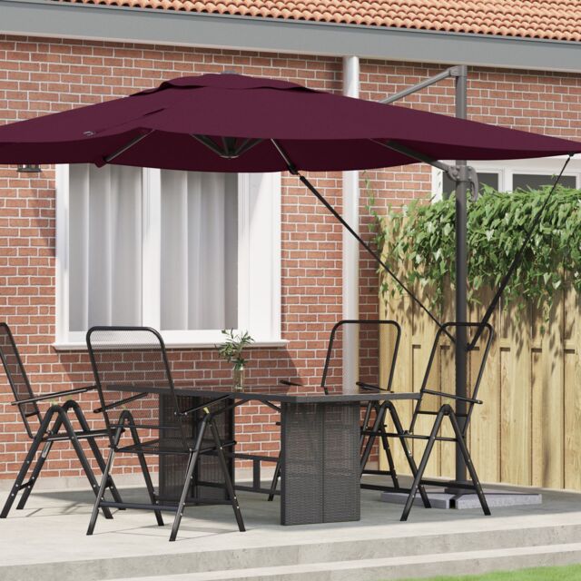 Berkfield Home Cantilever Roma Parasol Bordeaux Red 286x285x265 cm Aluminium - Size: 286 x 285 x 265 cm - image 1