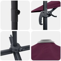 Berkfield Home Cantilever Roma Parasol Bordeaux Red 286x285x265 cm Aluminium - Size: 286 x 285 x 265 cm - thumbnail 9