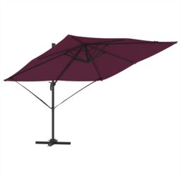 Berkfield Home Cantilever Roma Parasol Bordeaux Red 286x285x265 cm Aluminium - Size: 286 x 285 x 265 cm - thumbnail 2