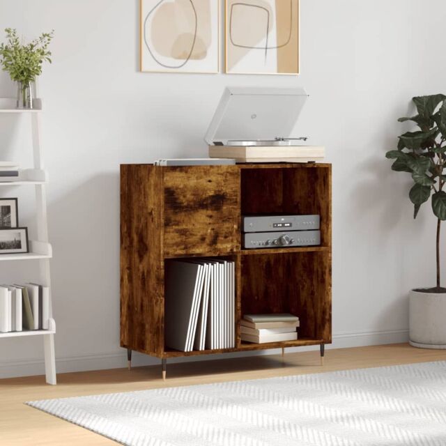 Berkfield Home Record Cabinet Smoked Oak 84.5x38x89 cm Engineered Wood in Brown - image 1