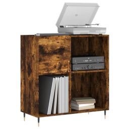 Berkfield Home Record Cabinet Smoked Oak 84.5x38x89 cm Engineered Wood in Brown - thumbnail 3