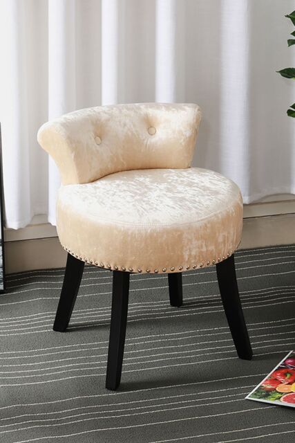 Living and Home Luxury Ice Velvet Champagne Upholstery Dressing Stool in Beige - image 1