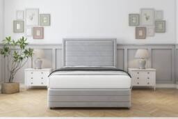 "Comfort Beds Anna Plush Divan Base 2 Drawers - 54"" Headboard-Footboard in Silver - Size: Small Double" - thumbnail 3