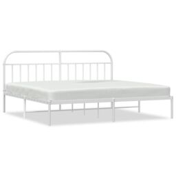 Berkfield Home Metal Bed Frame with Headboard White 200x200 cm - thumbnail 2