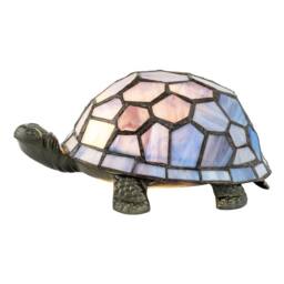 Happy Homewares Quirky Purple & Blue Tone Stained Glass Tiffany Tortoise Table Lamp - thumbnail 1
