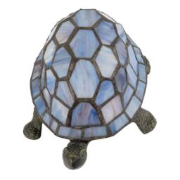 Happy Homewares Quirky Purple & Blue Tone Stained Glass Tiffany Tortoise Table Lamp - thumbnail 3