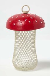 Homescapes Red Mushroom Hanging Bird Feeder - thumbnail 1