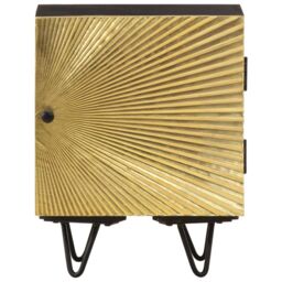 Berkfield Home Bedside Cabinet with Brass Front 40x30x50 cm Solid Mango Wood in Gold - Size: 40 x 30 x 50 cm - thumbnail 2