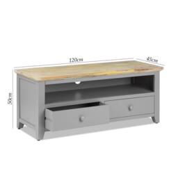 Statement Furniture Florence TV Stand With 2 Drawers & Shelf in Light Grey - thumbnail 6