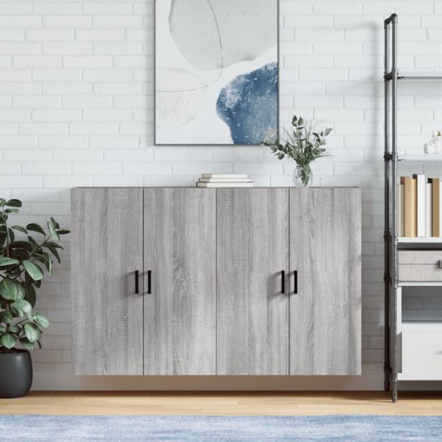 Berkfield Home Wall Mounted Cabinets 2 pcs Grey Sonoma 69.5x34x90 cm - image 1