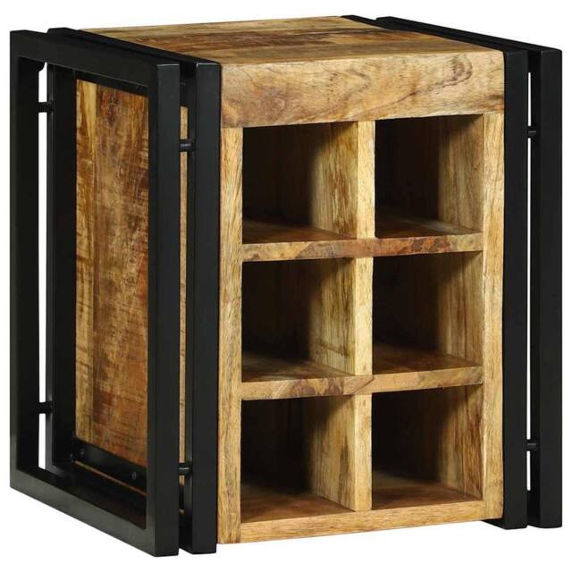 Berkfield Home Stylish Wine Rack 34.5 x 35 x 39 cm Solid Wood Rough Mango in Brown - image 1