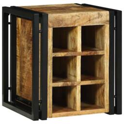 Berkfield Home Stylish Wine Rack 34.5 x 35 x 39 cm Solid Wood Rough Mango in Brown - thumbnail 1