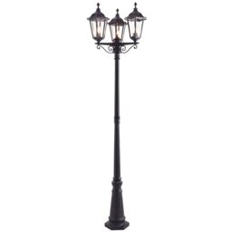Loops 2 PACK Outdoor Lantern Lamp Post Matt Black & Glass 2.3m Tall 3 Light Bollard - thumbnail 2