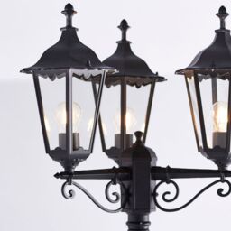 Loops 2 PACK Outdoor Lantern Lamp Post Matt Black & Glass 2.3m Tall 3 Light Bollard - thumbnail 3