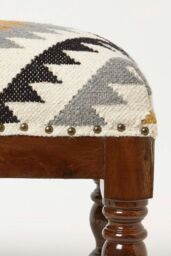 Homescapes Handwoven Kilim Footstool 50 x 30 cm in Gold - thumbnail 4