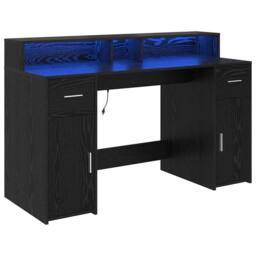 Berkfield Home Desk Black Oak 140x55x91 cm Engineered Wood - Size: 140 x 55 x 91 cm - thumbnail 1