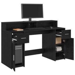Berkfield Home Desk Black Oak 140x55x91 cm Engineered Wood - Size: 140 x 55 x 91 cm - thumbnail 3