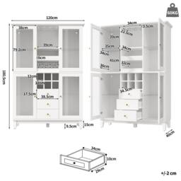 Rolipo 180cm White Wine Cabinet with Smart LED Lights & Glass Doors - thumbnail 7
