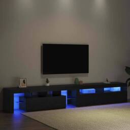 Berkfield Home TV Cabinets 2 pcs with LED Lights Black Oak Engineered Wood - thumbnail 5
