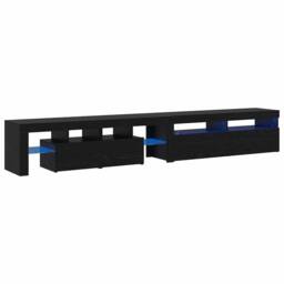 Berkfield Home TV Cabinets 2 pcs with LED Lights Black Oak Engineered Wood - thumbnail 1