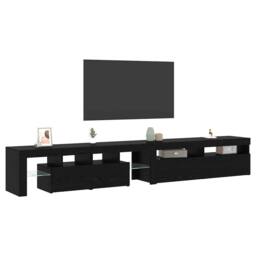 Berkfield Home TV Cabinets 2 pcs with LED Lights Black Oak Engineered Wood - thumbnail 3