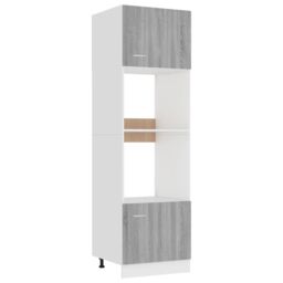 Berkfield Home Microwave Cabinet Grey Sonoma 60x57x207 cm Engineered Wood - Size: 60 x 57 x 207 cm - thumbnail 2