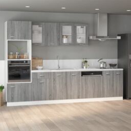 Berkfield Home Microwave Cabinet Grey Sonoma 60x57x207 cm Engineered Wood - Size: 60 x 57 x 207 cm - thumbnail 3
