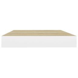 Berkfield Home Floating Wall Shelf Oak & White 50x23x3.8 cm MDF in Brown - thumbnail 5