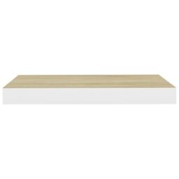 Berkfield Home Floating Wall Shelf Oak & White 50x23x3.8 cm MDF in Brown - thumbnail 4