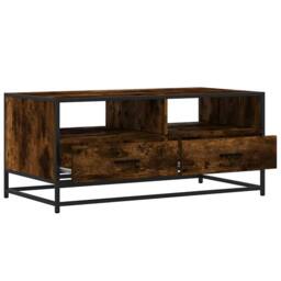 Berkfield Home Coffee Table Smoked Oak 100x50x45 cm Engineered Wood & Metal in Brown - Size: 100 x 50 x 45 cm - thumbnail 8