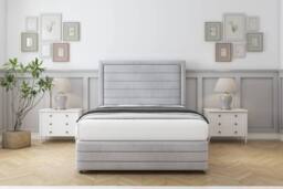 "Comfort Beds Anna Naples Divan Base 2 Drawers - 26"" Headboard-Footboard in Silver - Size: Single" - thumbnail 3