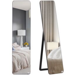 HOMCOM Full Length Mirror Free Standing or Wall Mount Dressing Bedroom Black - thumbnail 2