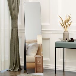 HOMCOM Full Length Mirror Free Standing or Wall Mount Dressing Bedroom Black - thumbnail 1