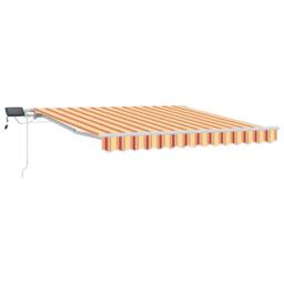 Berkfield Home Manual Retractable Awning with LED in Yellow & Orange 350x250 cm - thumbnail 2