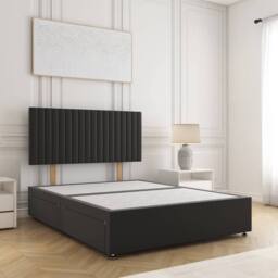 "BSSPOKE Brooke Divan Bed Plush 24"" Headboard 2Drawers Same Side & No Mattress in Black - Size: King" - thumbnail 1