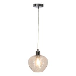 First Choice Lighting Set of 2 Bradson - Clear Swirl Glass with Chrome Pendant Fittings - thumbnail 2