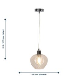 First Choice Lighting Set of 2 Bradson - Clear Swirl Glass with Chrome Pendant Fittings - thumbnail 8